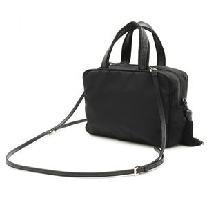 Prada Nylon 2WAY Nero Black Handbag Leather Fringe